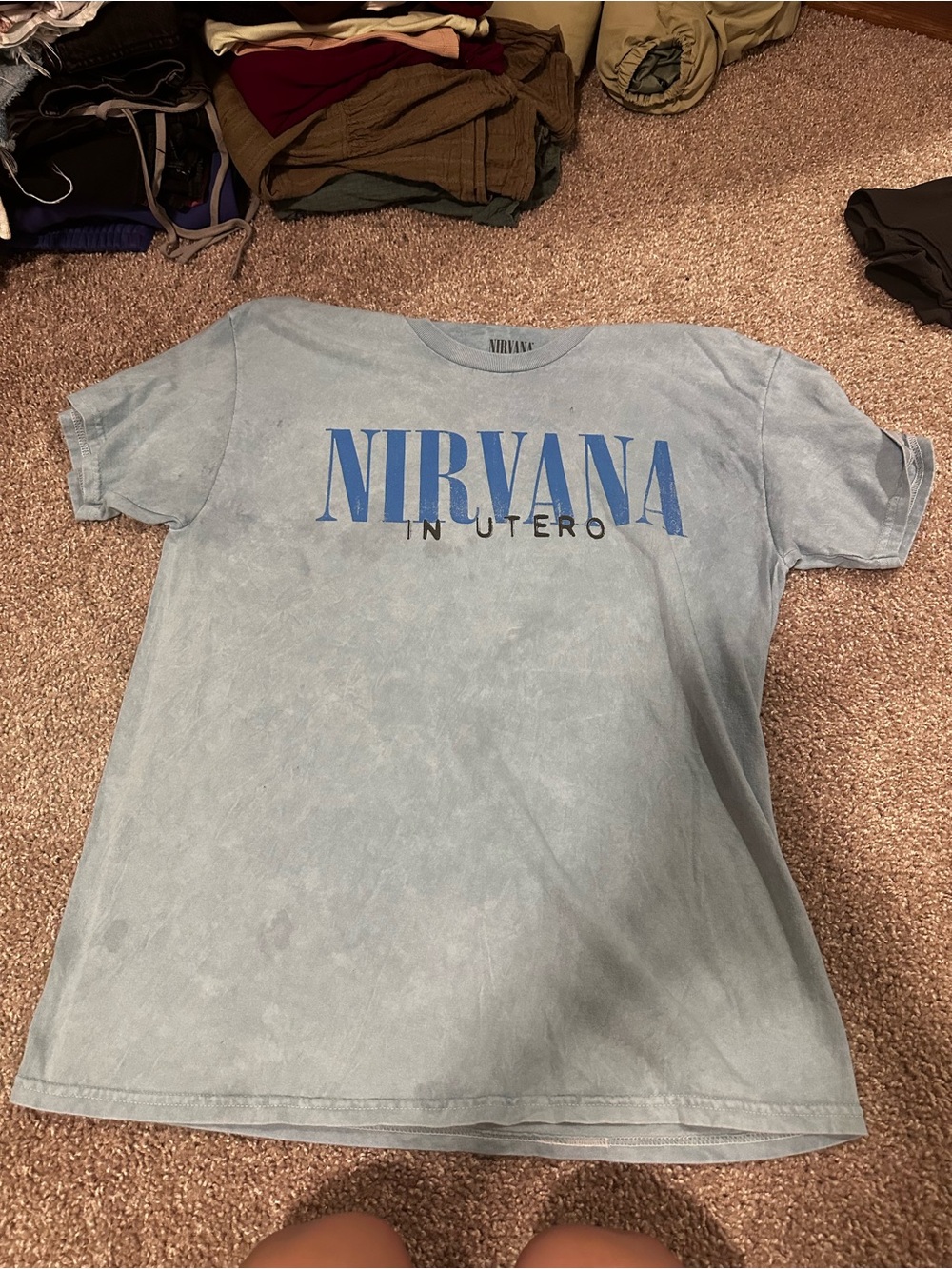 NIRVANA Light Blue 'In Utero' Logo Tee